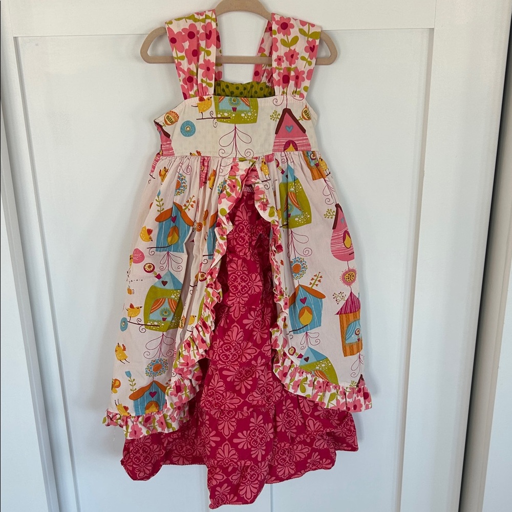 Jelly The Pug Girls' Dress with Pink and Green Patterns
